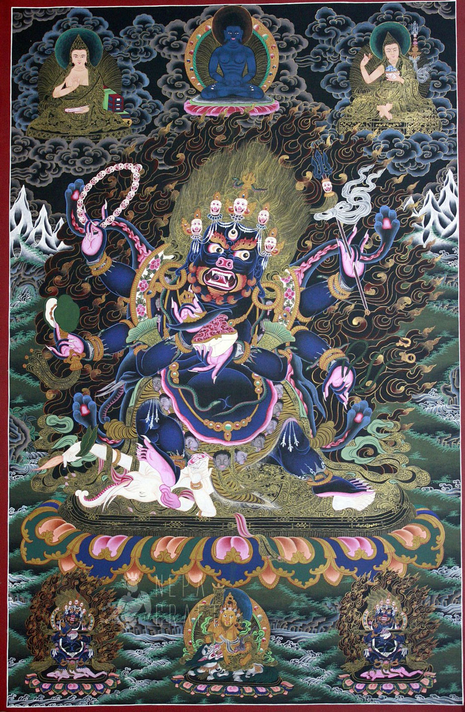 75.147 Six Arms Mahakala Thangka Painting Masters Arts | EBay