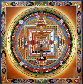 166.Kalachakra Mandala With Dragon Border Painting,35  