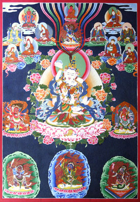 233.Vajrasattva Mandala Stone Background Thangka,42H  