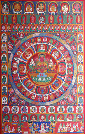 255. Surya Mandala Thangka Painting 43H NEPAL  